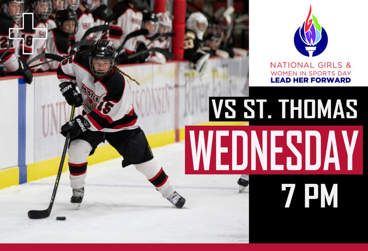 UWRFFalcons's tweet photo. Celebrate National Girls and Women in Sports Day with us  Wednesday night!  Come out to Hunt Arena to cheer on Falcon women's hockey as they take on St. Thomas.  Free admission to all youth under age 18.  There will be sponsor give-a-ways and samples all night long.  #soarwithus https://t.co/qRkr1YY8jT