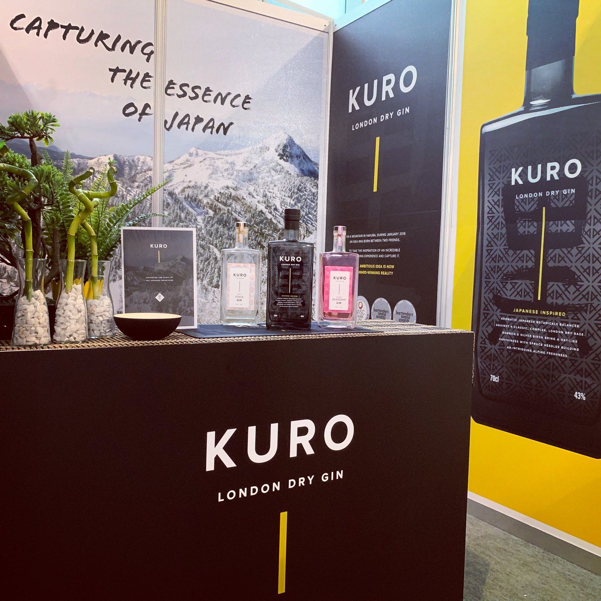 KuroGinUK's tweet photo. We’re all set up and ready to go. See you all tomorrow @PubShowUK @olympialondon —- #bartrade #pubtrade #gin #kuro #kurogin #bartender #bartenderlife #london #londonpubs #londonbars #drinklondon #spiritbusiness https://t.co/s4LdVdU83z