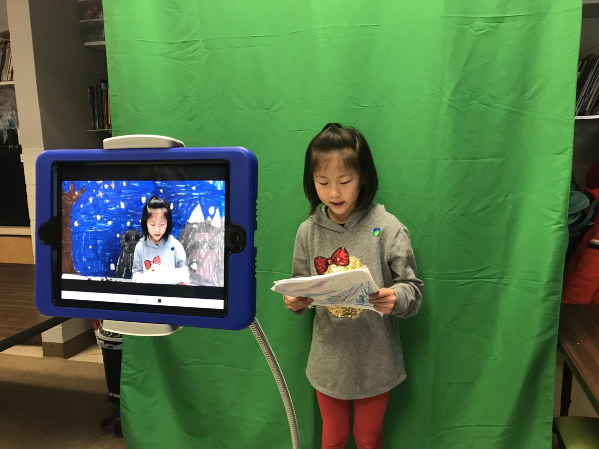 ken_koster's tweet photo. 2nd graders @rbebears doing book talks with the habitat in the background for book topics they researched, amazing production using the greenscreen. #cpsbest https://t.co/5f1RrtjE8o