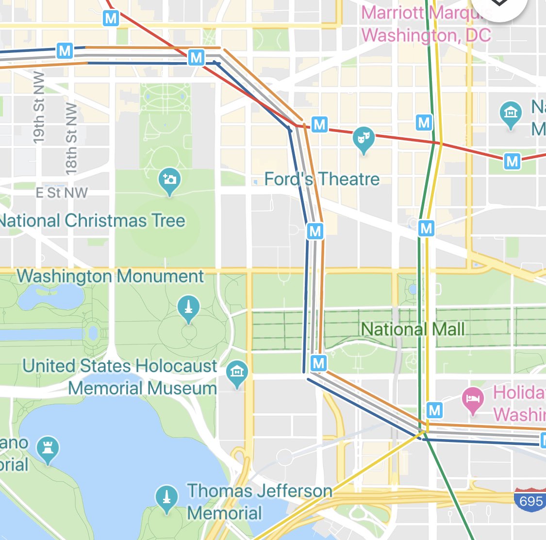 Washington DC Metro Map With Attractions