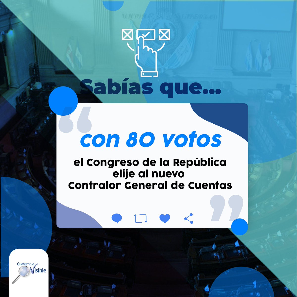 guatevisible's tweet photo. ¡Estar atentos!está agendado para hoy, en el Congreso la elección del Contralor General de Cuentas
#EleccionesVisibles
#ContralorIntachable https://t.co/M9unGp4XzA