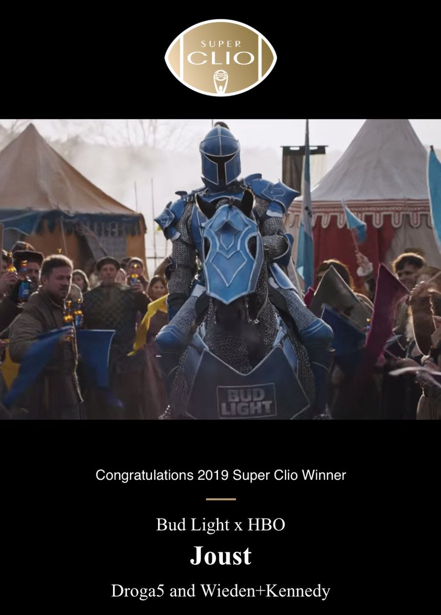 I picked the same winner as the Super Clio!! Congrats! @ClioAwards #odysseusarms #3percentSB