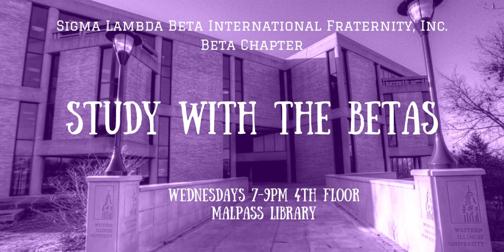 slbbetachapter's tweet photo. Now that the weather is a little better, come join us for our library hours every Wednesday on the 4th floor of the Malpass Library! Let’s keep the semester going strong 🤓📚📖✏️🔑
#WIU #StudyWithTheBetas #Scholarship https://t.co/0MaRAx8KSv