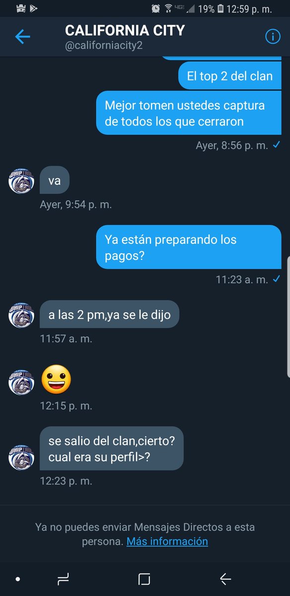 Ojo para toda la gente hay un clan Llamado CALIFORNIA CITY, @californiacity2 Promete pagos y al final te bloquea y no da absolutamente ni un centavo para que no vayan a perder su tiempo, se agradece RT.