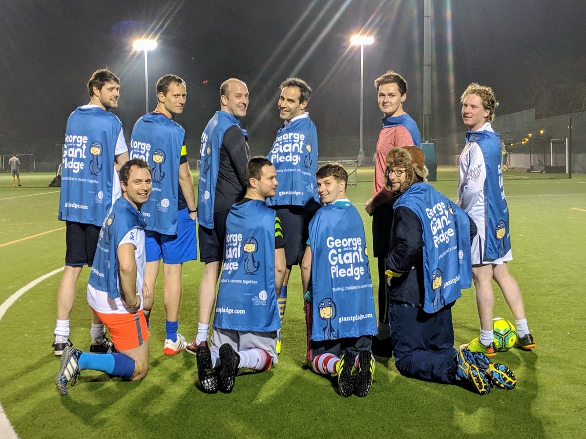 edlines's tweet photo. The #capedcrusader reverse team photo for Monday night 5aside football. @royalmarsden @GiantPledge #WorldCancerDay #IAmAndIWill https://t.co/hIFLs1QooQ