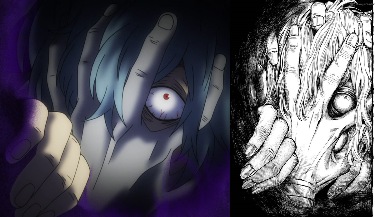 I still think about shigaraki's first appearance in the manga vs anime...