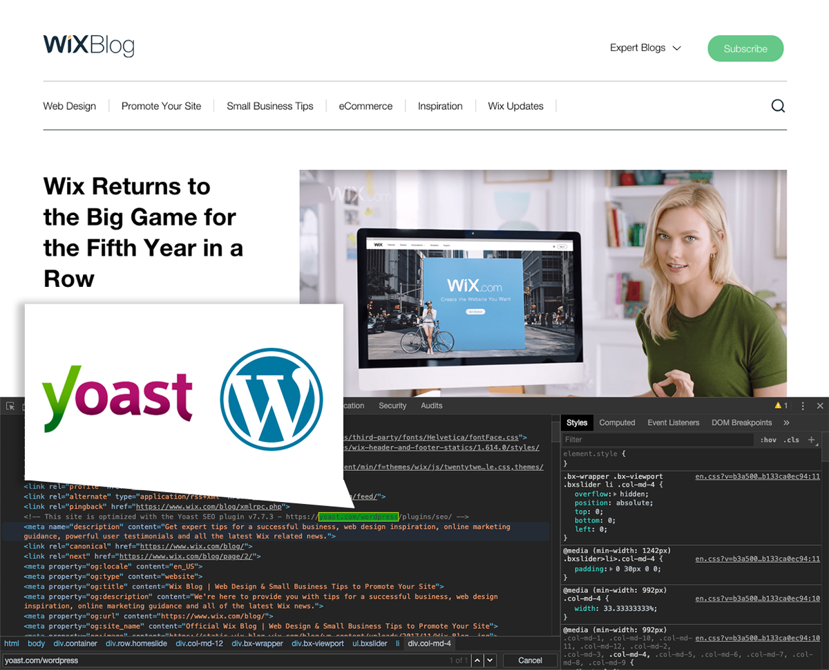 Hey <a href="/Wix/">Wix</a>. Quick question: Why are you spending 3 million dollars promoting Wix SEO Wiz at the <a href="/SuperBowl/">Super Bowl</a>, while hosting your website on <a href="/wordpressdotcom/">WordPress.com</a> and using <a href="/yoast/">Yoast</a> for SEO? 

Thoughts? <a href="/karliekloss/">Karlie Kloss</a> 

P.S. pagecloud.com is built with @PageCloud 🙂

#SuperBowlAds