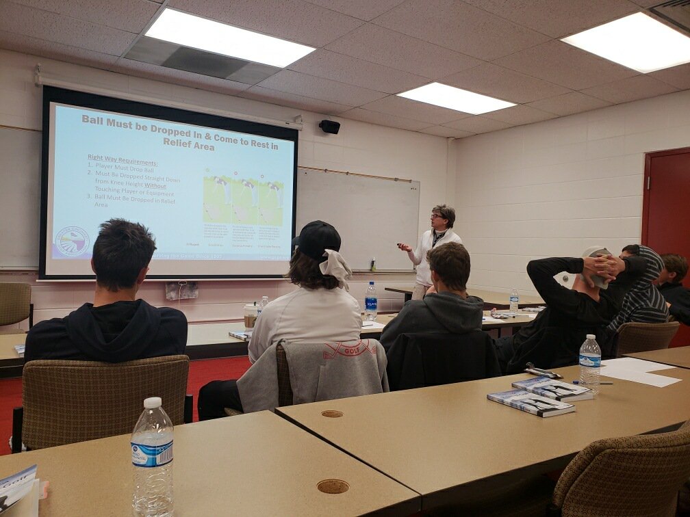 GCGA's tweet photo. A huge thanks to Georgianne Koch for running a rules session for the Miami RedHawks golf team this past Thursday! #gcga #1905juniorgolf #2019rules #usga https://t.co/cXdXAPYRZe