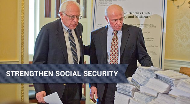 2015: Bernie introduced legislation to expand benefit and strengthen Social Security on the same day he (& all Senators) received 2 million Petitions gathered by the National Committee to Preserve Social Security & Medicare. Anyone who’s gathered petitions knows that’s huge./37