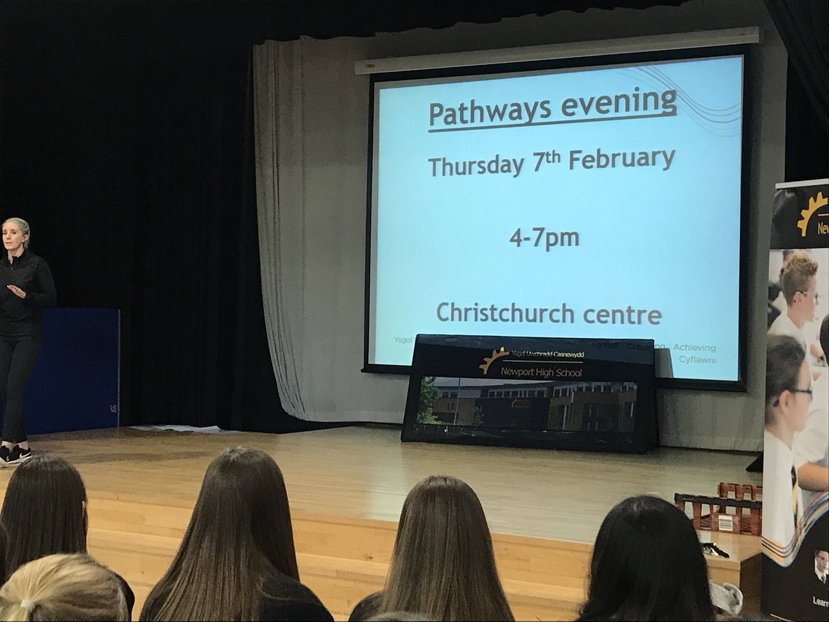 Diolch Mrs James <a href="/NHSSixthForm/">Newport High Sixth Form</a> An informative assembly about Thursday evening’s PATHWAYS evening <a href="/NewportH/">Newport High School</a> Looking forward to seeing you there - remember to explore all options.