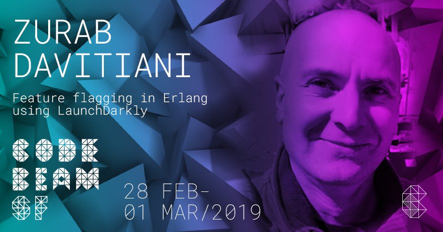 CodeBEAMio's tweet photo. Do you feature flag your software releases? 

Let @Zurab entertain you with his journey to build an #Erlang client as a part of a globally #distributed feature management platform by @LaunchDarkly. #CodeBEAMSF #bethereorbesquare https://t.co/0QKep0Xk2s https://t.co/Kr2RtfhgYA