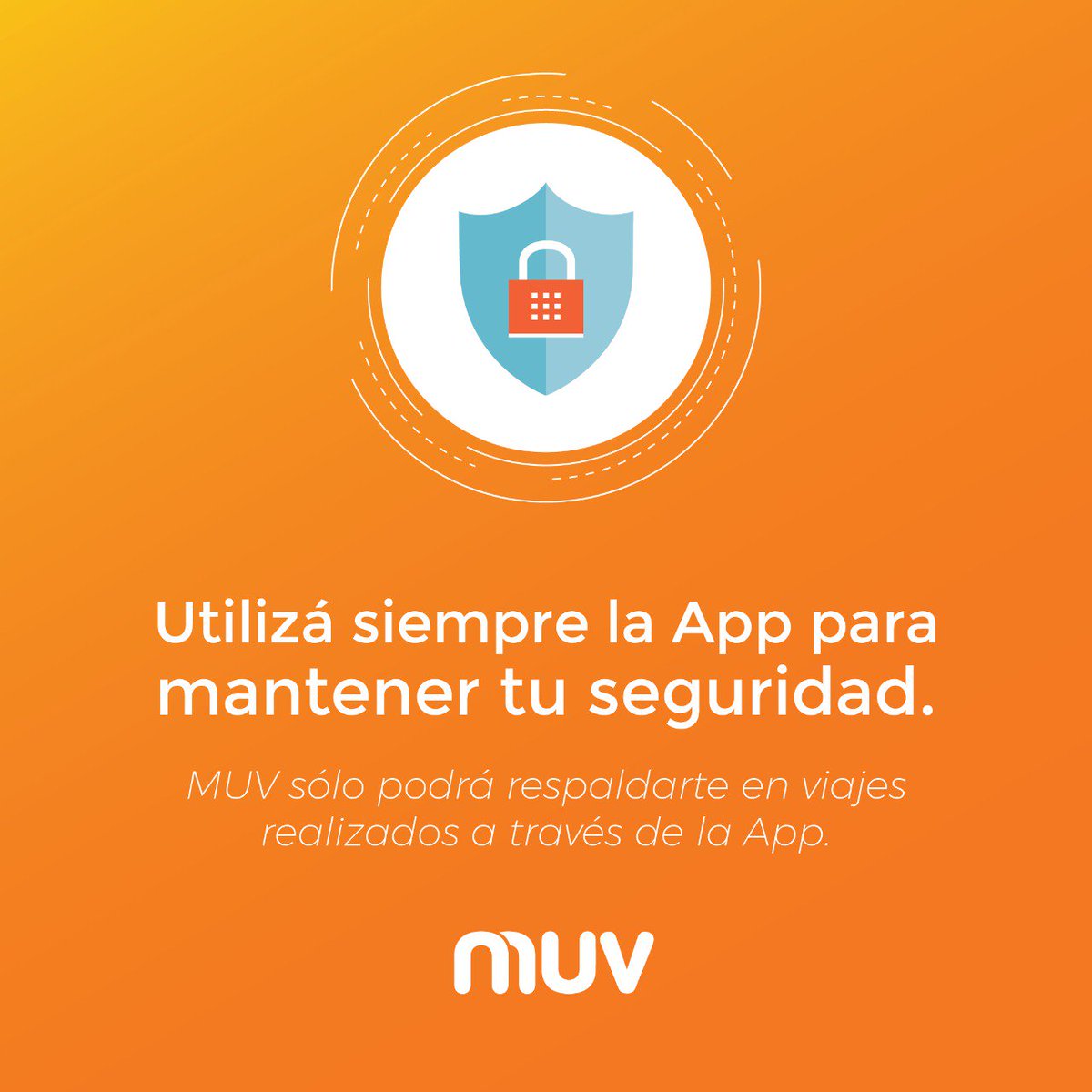 app_muv's tweet photo. Pequeño recordatorio para nuestra comunidad 🌟 Construyamos juntos con seguridad: ¡no aceptes viajes fuera de la app! #SomosMUV https://t.co/Sobhn9Appc