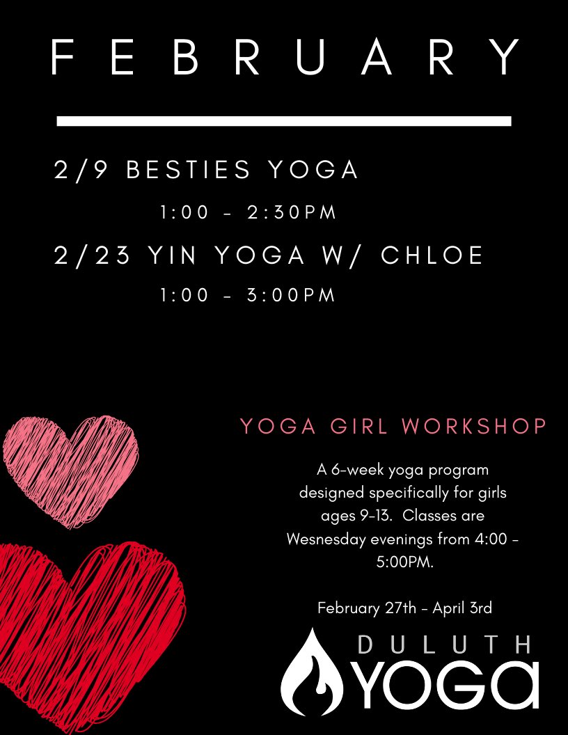 duluth_yoga's tweet photo. Here’s what’s happening this month at Duluth Yoga! We cant wait to see you! ✨ https://t.co/9iZ0PzQaMc