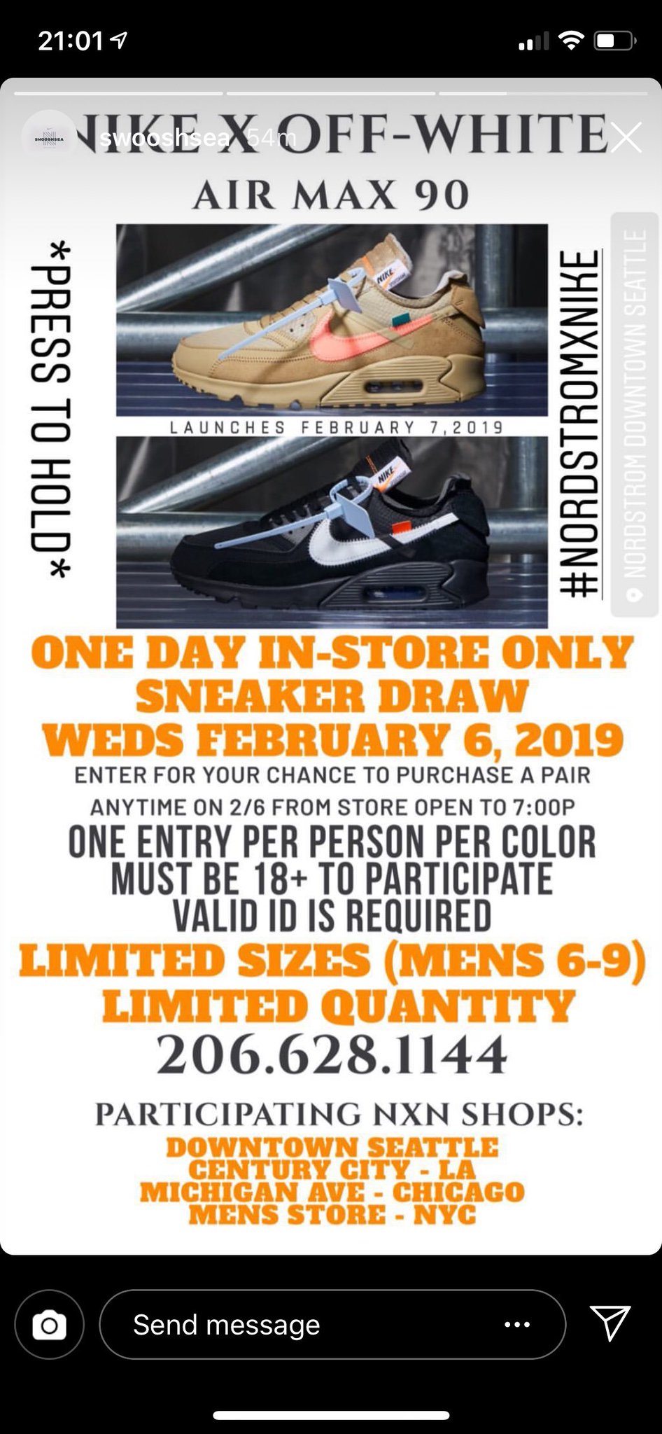 nordstrom off white raffle