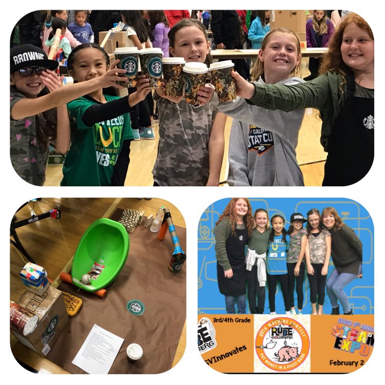 So proud of these LFE 4th grade engineers! Great job with The Crazy Coffee Machine! SVUSD STEAM Expo👏👏👏#svinnovates #lfedolphins