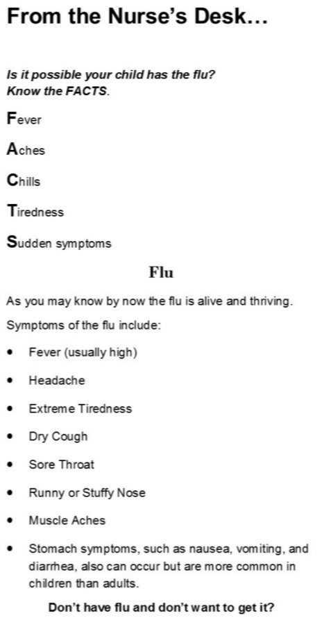 NCHSCougars's tweet image. A special message from NCHS's school nurse, Rae Hollingsworth,  as we fight the flu season at our schools. 
#flutips
#flufacts
#fighttheflu 
@NCAppeal 
@WTOKTV