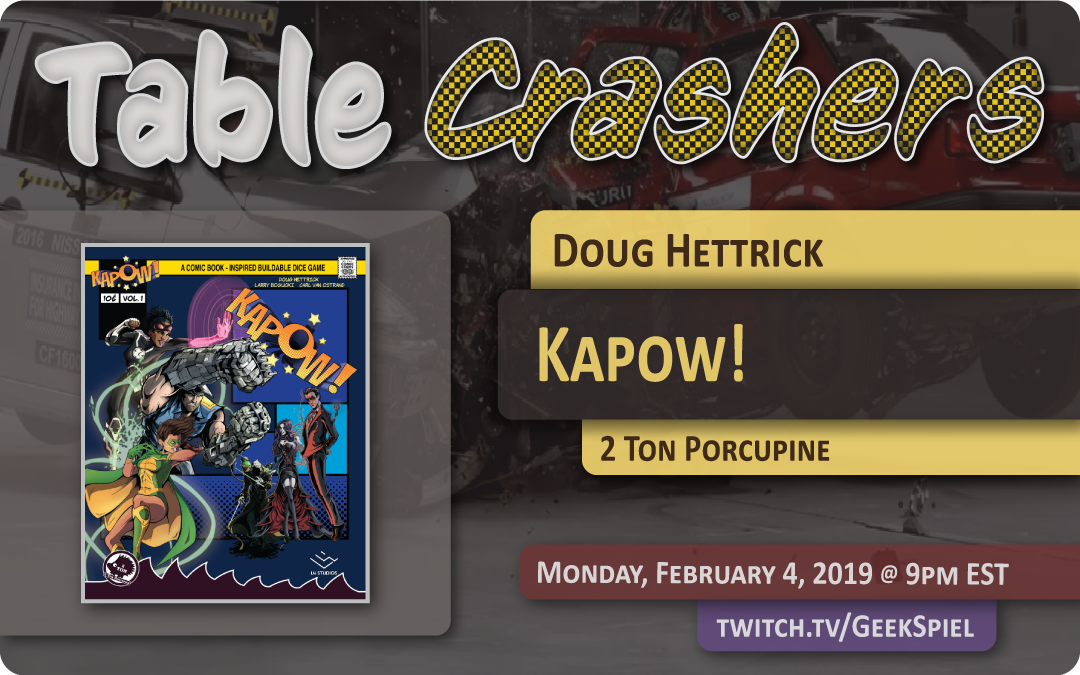 TheGeekSpiel's tweet photo. Live-streaming now with our interview of @BoardGameBaker from @2TonPorcupine and a demo of Kapow! on @TabletopSim with @HappyFunTimeBGs.
Come hangout and !raffle to win!
#TableCrashers #boardgames
https://t.co/Au2FN5huk6 https://t.co/iNHHiThtpK
