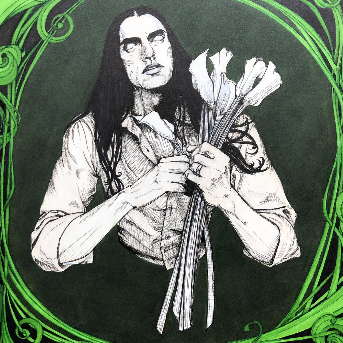 To Death, ink portrait of Peter Steele. #ink. pic.twitter.com/oz1G5rcE3q. #...