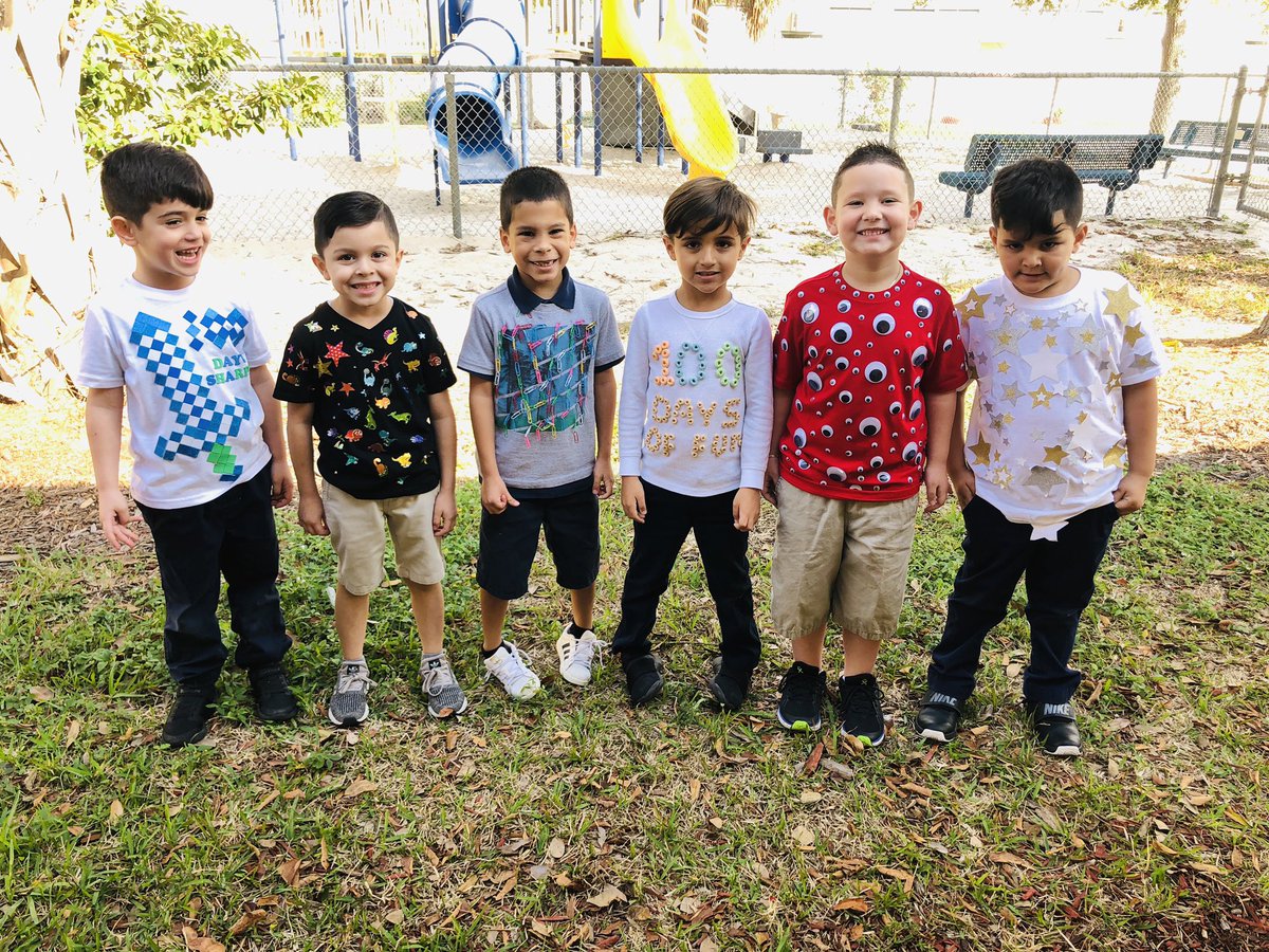 cpelaez27's tweet photo. My Kindergarten students celebrating the 1️⃣0️⃣0️⃣ day of school with their special t-shirts #100DaysSmarter @NorthHialeah https://t.co/a5hgYb8NHp