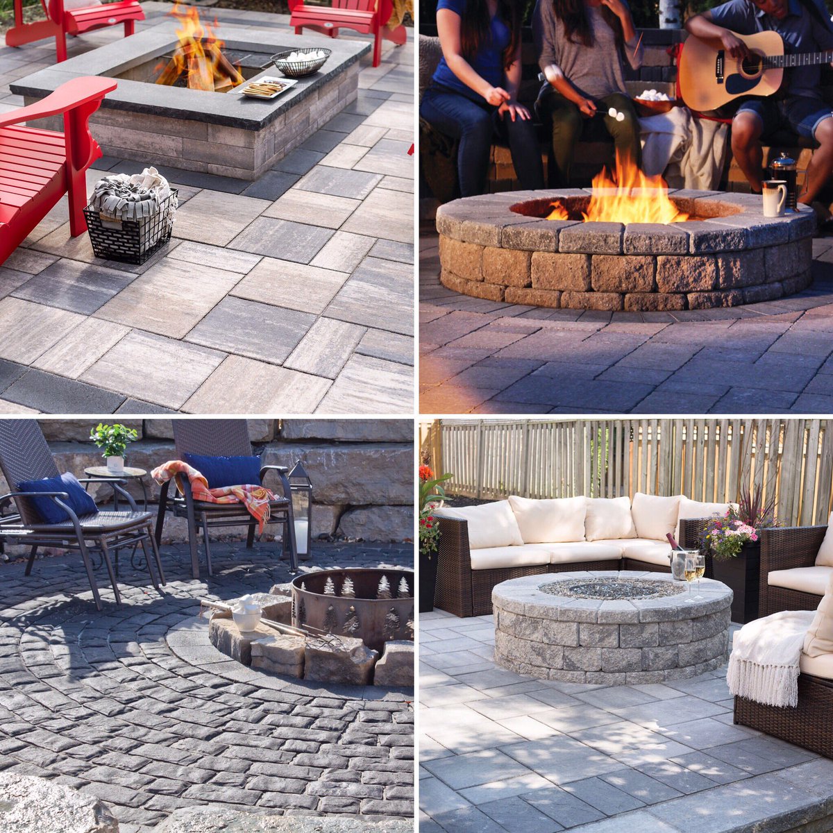 Smooth or textured, modern or rustic, we have your #firepit style covered with our variety of design ideas &amp; product selection🔥 Visit bestwaystone.com and start designing today!  #Soho #PalladioAntico #Corso #GardenLock