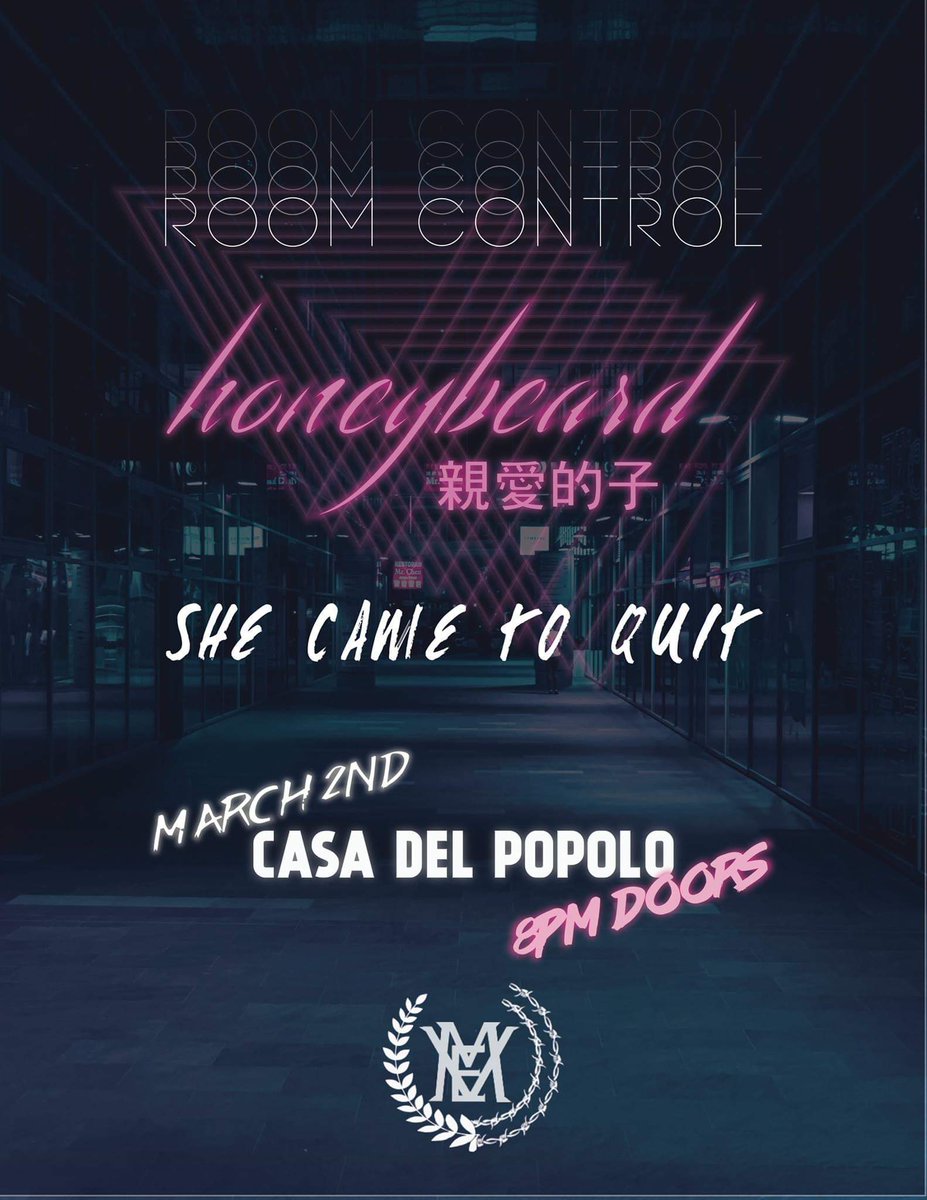 NEXT SHOW: We'll be #LIVE Saturday March 2nd and looking forward to sharing the stage at #CasaDelPopolo w/#Toronto synth wave duo <a href="/honeybeardband/">Honey Beard</a> &amp; #Montreal post-punk outfit #SheCametoQuit!! It's gonna be a good one!!

See you there #Roomies! - RC

facebook.com/events/2394495…