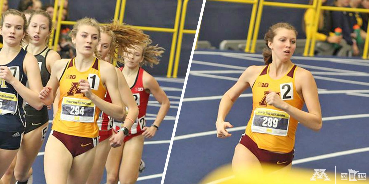 GopherCCTF's tweet photo. 2⃣ #Gophers, 2⃣ races, 2⃣ PRs each.

Sophie Schmitz and Paige Peschel each recorded PRs in both the 600m and 800m at the #PowerFiveInvite over the weekend. 🔥🔥🔥 https://t.co/4SPMNnDWMK