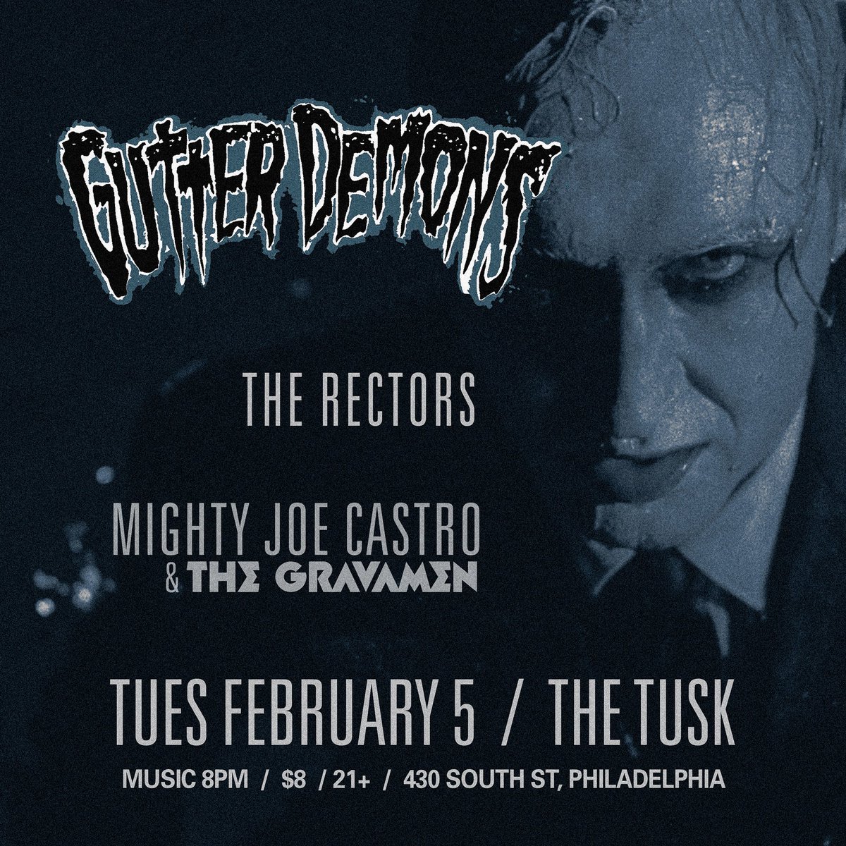 Philly: Come have more fun on a Tuesday night then you’ve had in years with us, The Rectors and then Gutter Demons. We’re on first at 8:30 sharp. It’s gonna be epic.
.
.
#rockabilly #psychobilly #mightyjoecastro #thegravamen #gutterdemons #thetusk #rocknroll