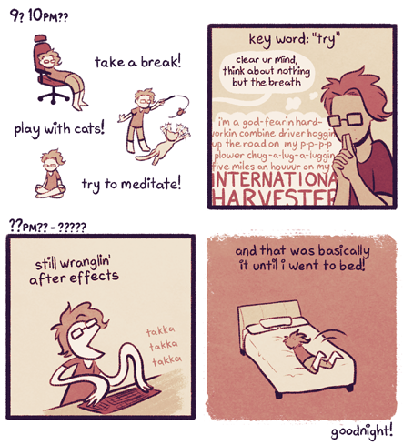 moosedoodles's tweet photo. so i remembered to do #hourlycomicday this year but then i forgot to actually uhh post 'em :V whoops

anyway! here they are, featuring about 80% less cat-related shenanigans than i usually get up to https://t.co/oVapmSyBlI