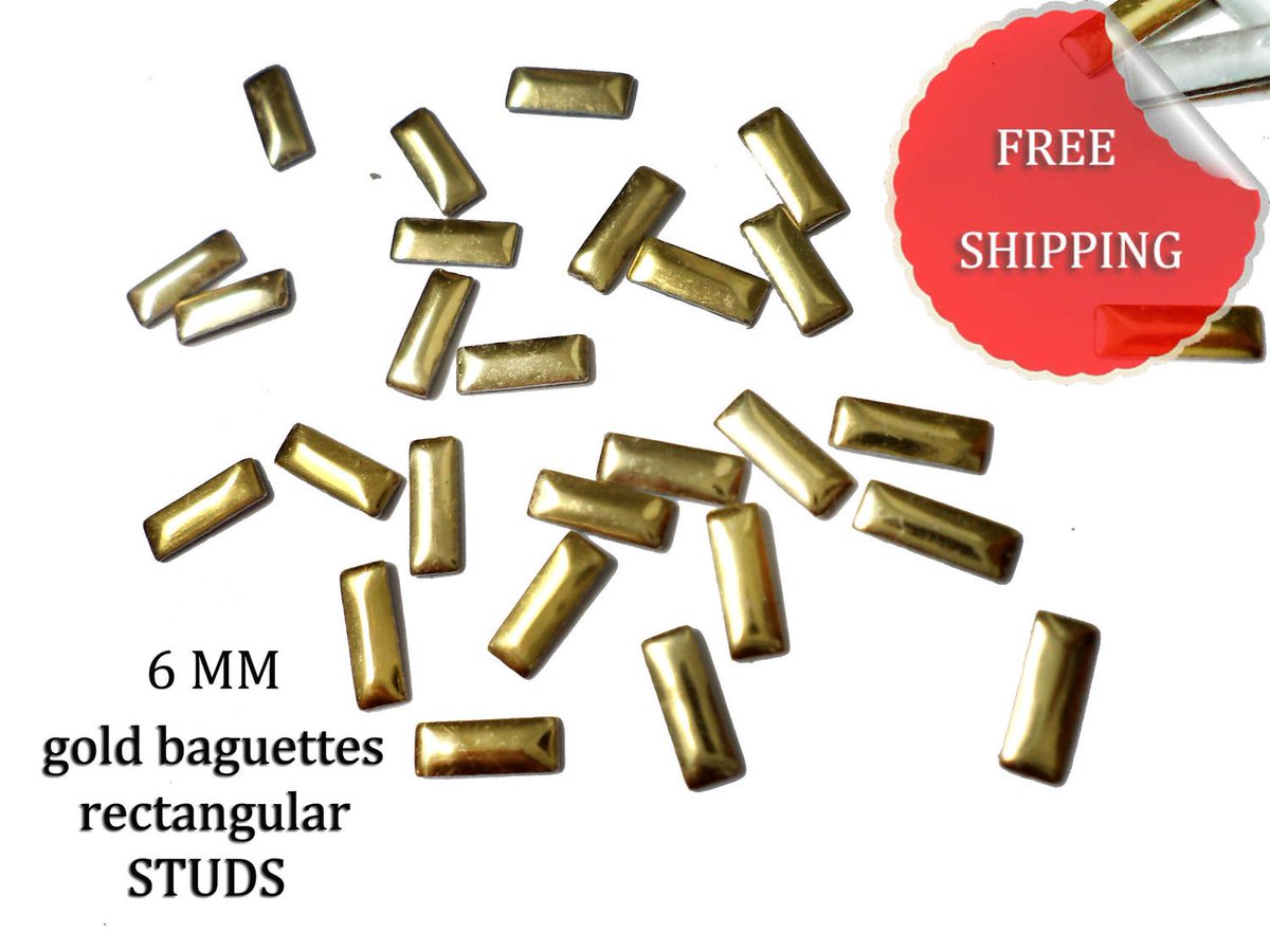 KBazaarFashion's tweet image. DIY Studs - 100 PCS Gold Rectangular Baguettes Studs 6 mm  - Iron On, Hot Fix, or Glue On - free shipping seethis.co/9Pmn0V/ #patchapplique #sewing #doityourself #handmadecrafts