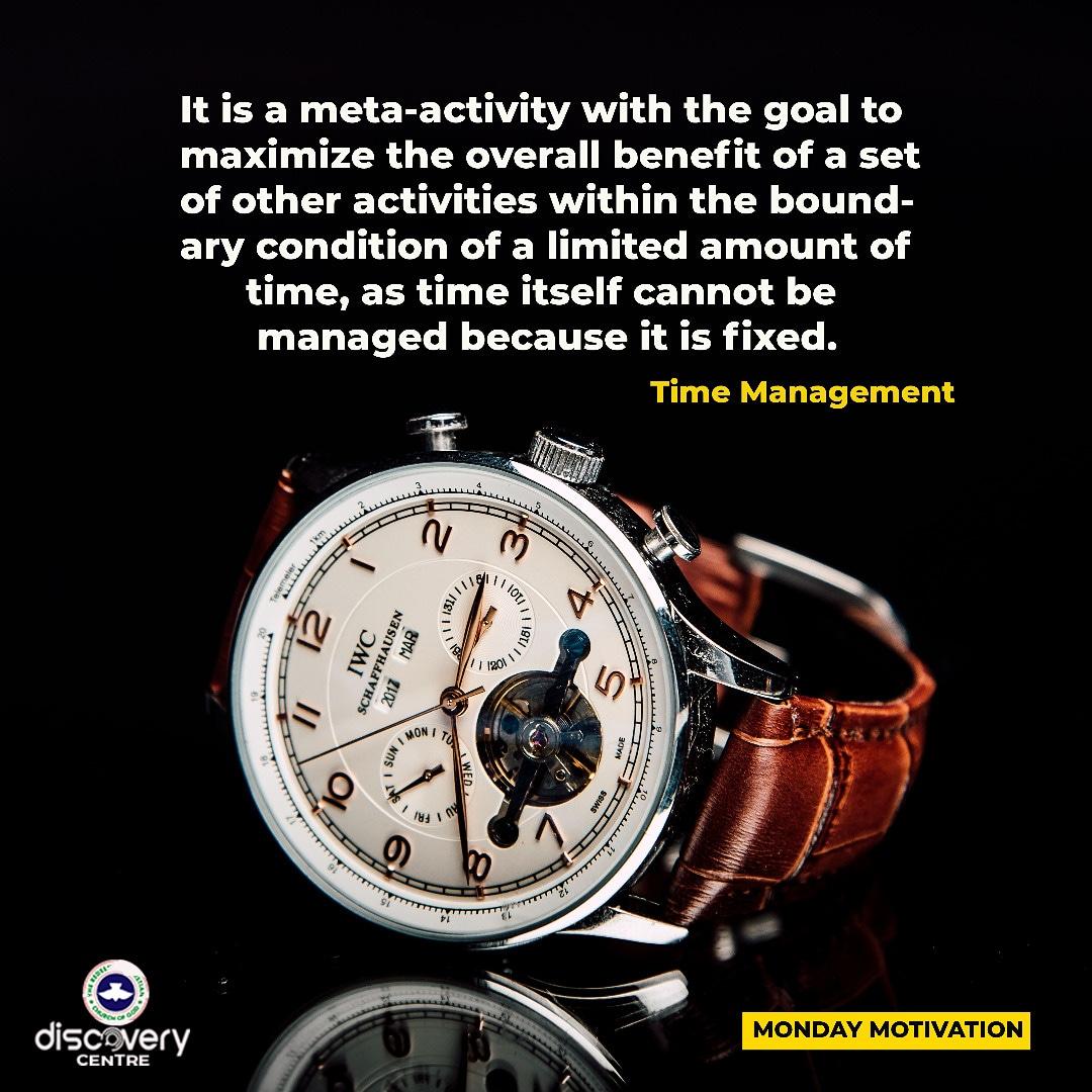 RCCGDC's tweet photo. Time Management is aimed at achieving an overall benefit when faced with activities and action points
#TimeManagement #MondayMood #MondayMotivation #MondayThought #MotivationMonday #RCCGDC #RCCGDiscoveryCentre #IssaSimpleMatter https://t.co/GyKA0v8cwE