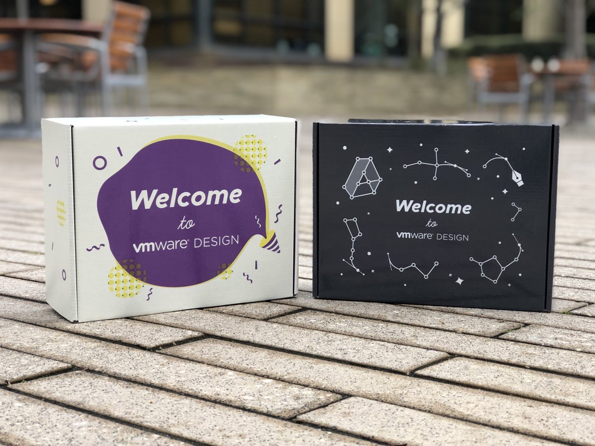 VMwareDesign's tweet photo. Our VMware Design welcome box now has a dark theme! 🌗 Which one do you prefer? Join our team to find out what goodies we've put inside 🙂 https://t.co/SyC9HQSFQH