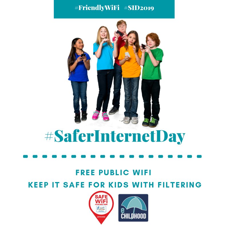 eChildhood's tweet photo. Today is Safer Internet Day and the theme is 'Together for a Better Internet'. We can all play a part in creating a safe space for kids online! Check out our website to see how you can make your Public WIFI Kid Friendly today! #SID2019 #pornharmskids #letkidsbekids #friendlyWIFI https://t.co/QPDC0Q172Q