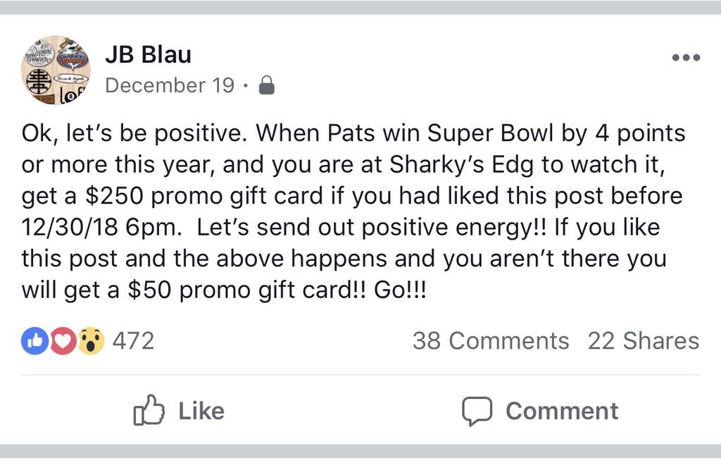 sharkys's tweet photo. @Patriots You fellas cost me $30,000 and I couldn’t be happier about it!!  Sharky’s Edg thanks you for making every Sunday worth watching!! Revvin’ for Seven!!! https://t.co/shFH1d18my
