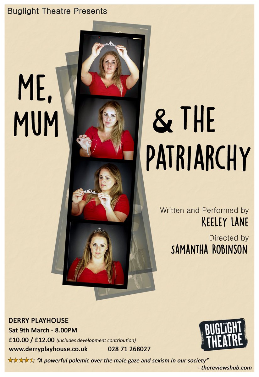 Bringing ⁦<a href="/MeMumPatriarchy/">MeMum&ThePatriarchy</a>⁩ to ⁦<a href="/PlayhouseDerry/">DerryPlayhouse</a>⁩ on 9 March. Celebrate #InternationalWomensDay with me, meeting 3 generations of women in this poignant and moving story