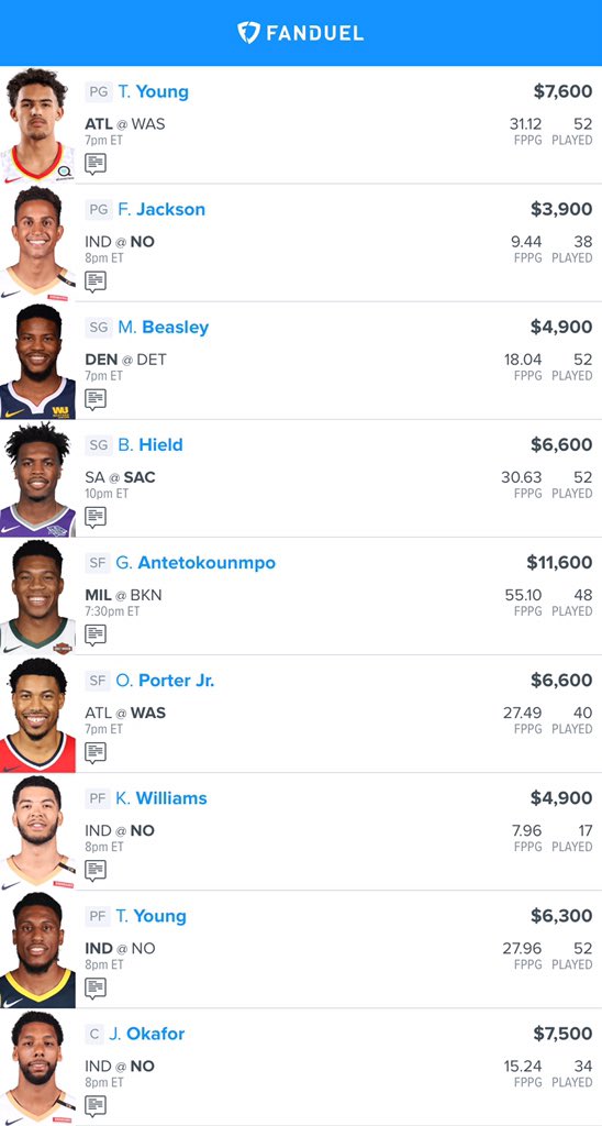 MoneyTimeDFS's tweet photo. Tonight’s NBA lines! We’ve been rolling lately, don’t forget to shoutout and tip (if you’d like) to keep these lines free! #nba #dfs #nbadfs #fanduel #draftkings #fdnba #dknba #nbafd #nbadk #draftkingsnba #fanduelnba #nbafanduel #nbadraftkings #freedfslines https://t.co/otXjUAIqR4