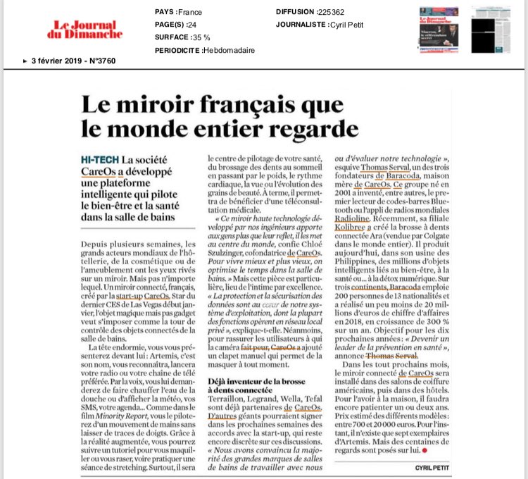 « Le miroir français que le monde entier regarde » Merci <a href="/CyrilPetit/">Cyril Petit</a> <a href="/leJDD/">Le JDD</a> ! Fierté de toute l’équipe <a href="/BaracodaGroup/">Baracoda Group</a> <a href="/tserval/">Thomas Serval</a> <a href="/ChloeSzulzinger/">Chloé Szulzinger</a> <a href="/ElianeFiolet/">Eliane Fiolet</a> @strategiclee <a href="/rumeurpublique/">Rumeur Publique</a>