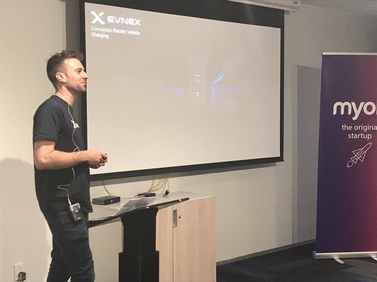 MarianInNZ's tweet photo. Hearing from Ed Harvey founder of EVnex @evnexchargers who are helping the EV revolution work efficiently for fleets, individual users, and electricity suppliers. #CoffeeandJam #XoneAccelerator #StartupsChch @vodafone_xone https://t.co/MFhrBUfrqk