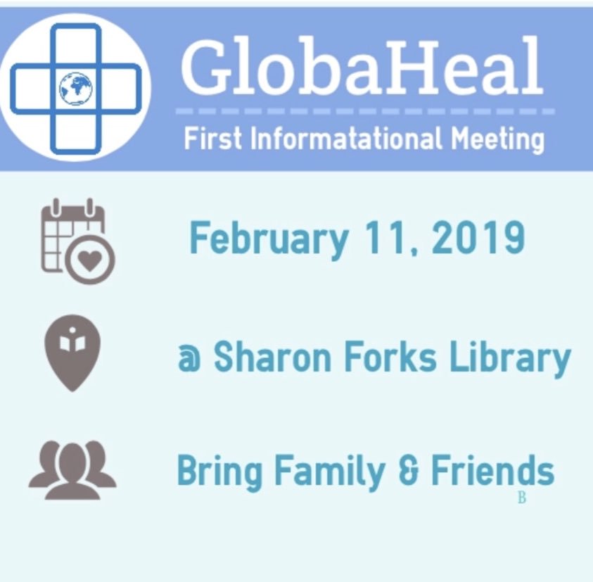 globaHeal's tweet photo. Our first informational meeting will be on Monday, February 11th from 6pm to 8pm at the Sharon Forks Library. We will be going over expectations for the year as well as future projects. Bring your friends and family too. We are looking forward to seeing you all there! #nonprofit https://t.co/bgKmlu6Tlu