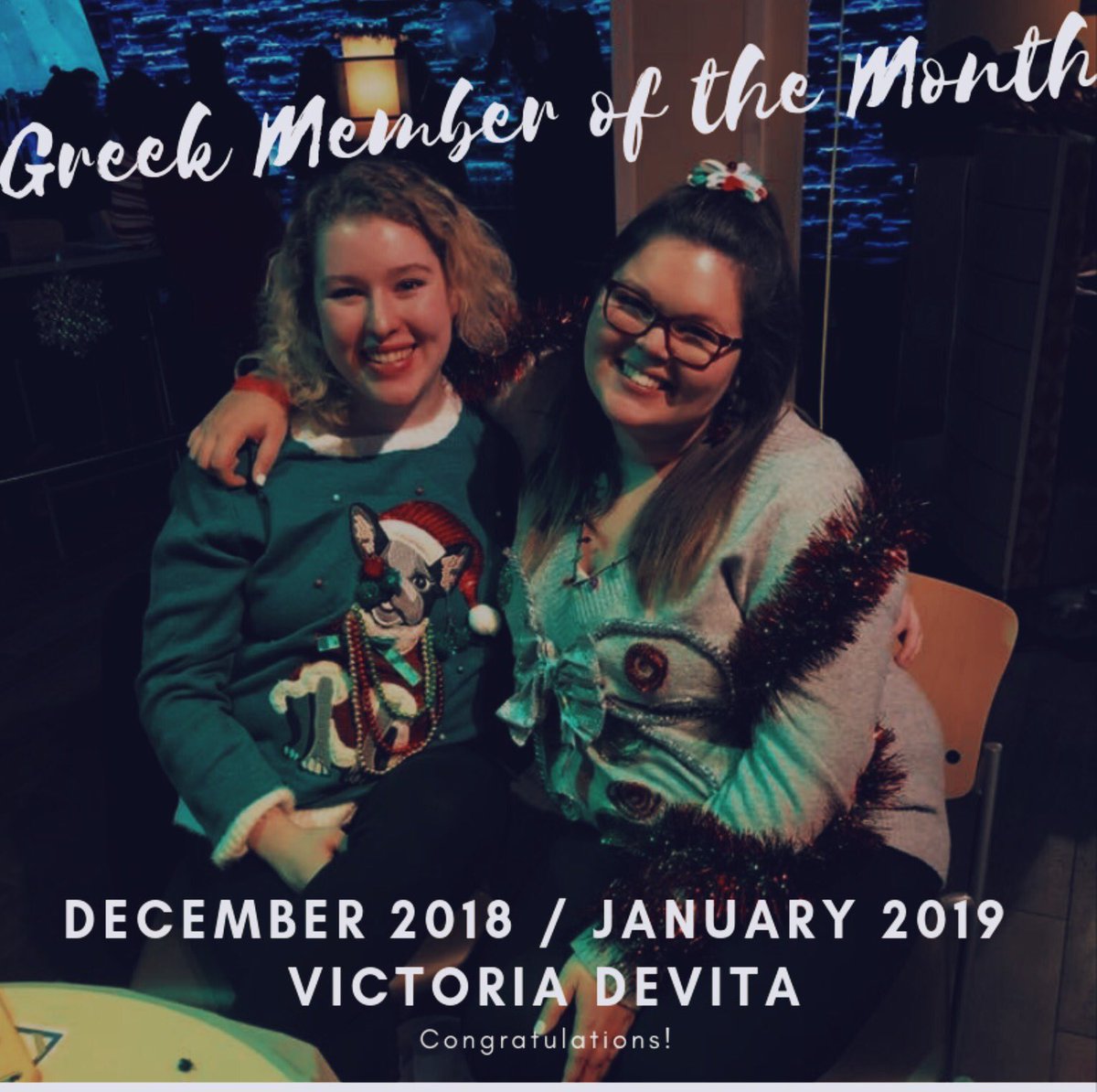 SNHUIGC's tweet photo. It’s that time of the month again! EXCITED to announce our December & January Greek Member of the Month, Victoria DeVita! Thank you for being a outstanding member of the SNHU Greek community! Congratulations ✨🎉 #involvedforlife https://t.co/pu2KdcUQ9Q