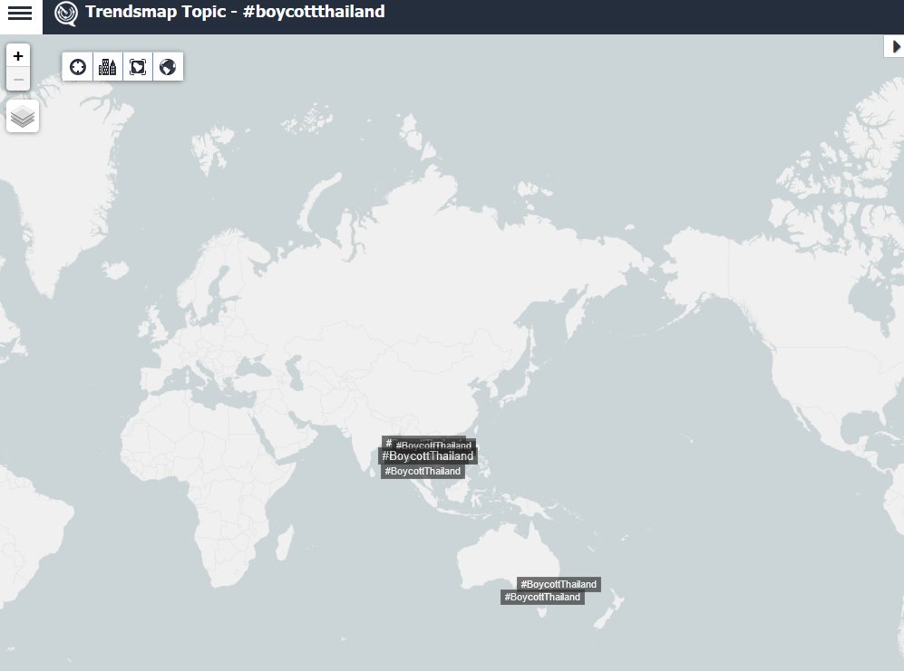 เราลองดู trending ของ hashtag #BoycottThailand  บน twitter ว่ามีประเทศอื่นเขาร่วมกับข้อความนี้หรือไม่ ..สรุปคือ มีแต่ไทยที่โพสต์กันเองรวม 2 แสนกว่าข้อความ