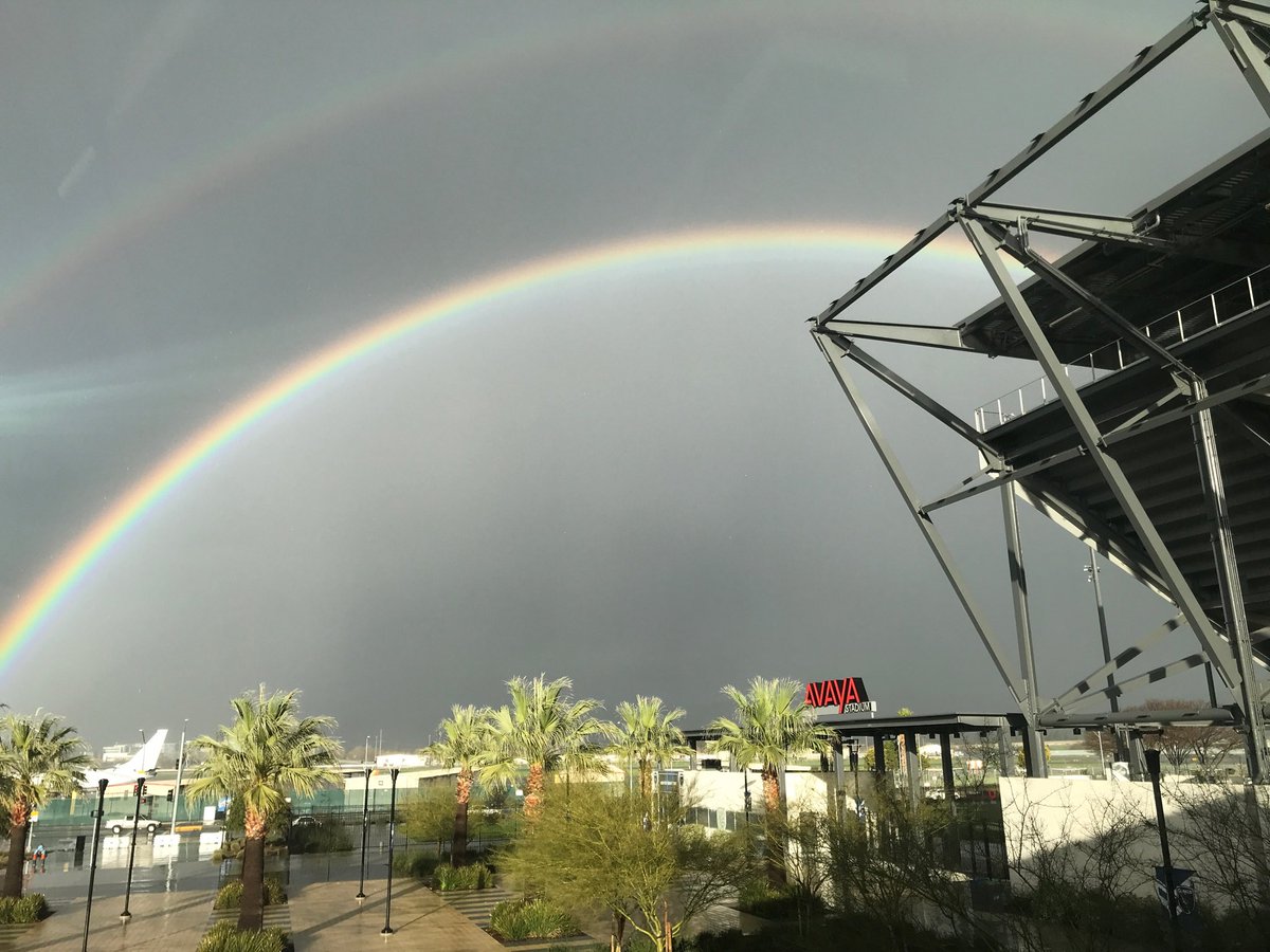 A Monday rainbow over ⁦⁦@AvayaStadium⁩ Great days ahead!