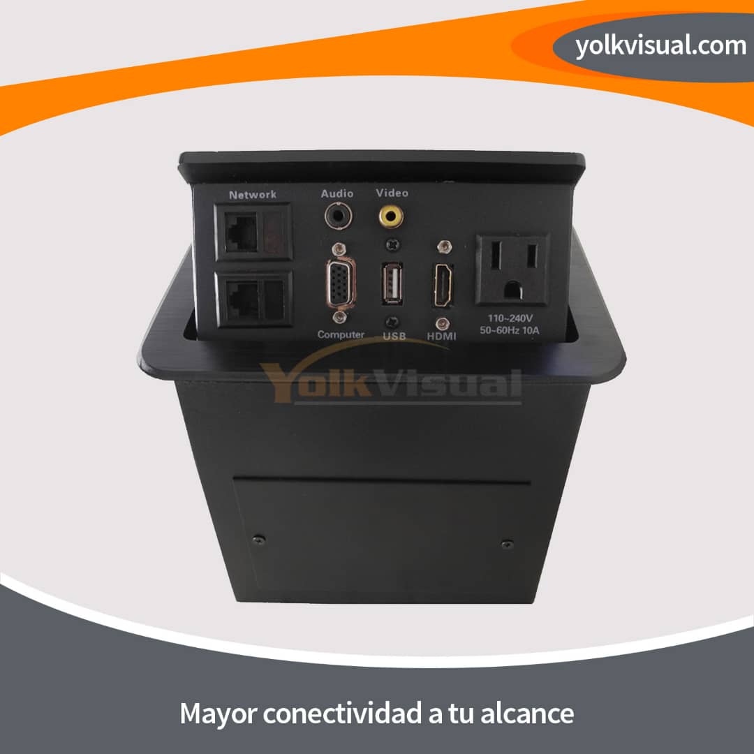 La caja de conectividad de mesa de juntas automática, presenta un diseño oculto en la mesa que te permite conectar un dispositivo de fuente de video VGA, Mini DisplayPort, HDMI o compuesto a una pantalla o proyector #HDMI. Excelente para organizar tus espacios.
-
#Multicontactos