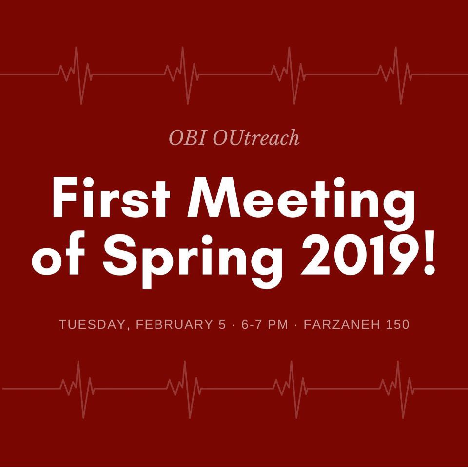 OBIOUtreach's tweet photo. We are back at it again with another great semester at OBI OUtreach! Make sure to come out to our first general meeting of the semester from 6 to 7 PM in Farzaneh 150 tomorrow! Let’s make this semester even better than the last. #GiveBloodSaveLives https://t.co/u68Ar6Y03z