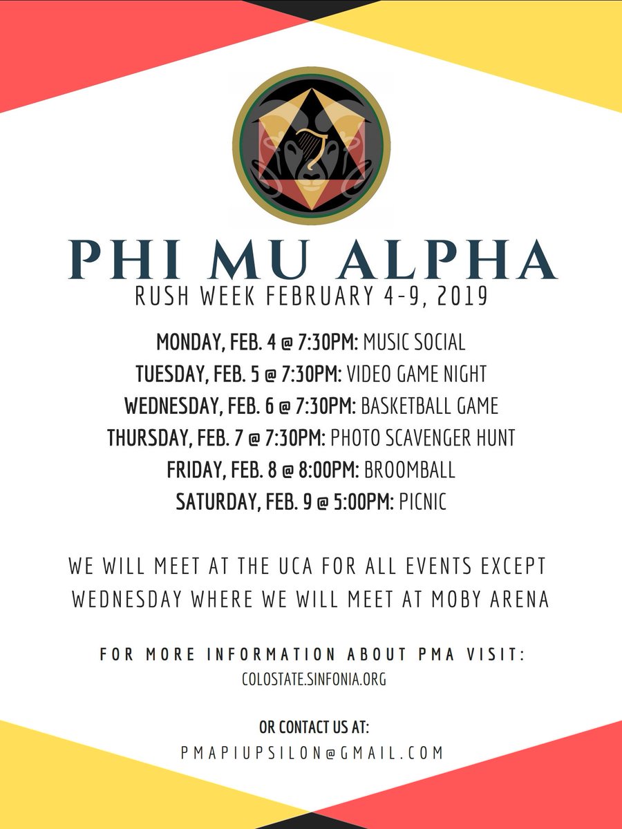 pmapiupsilon's tweet image. Starting tonight is PMA Pi Upsilon's rush week! We are excited to meet some new guys and share music #Sinfonia #RushWeek #PMA #CSURams