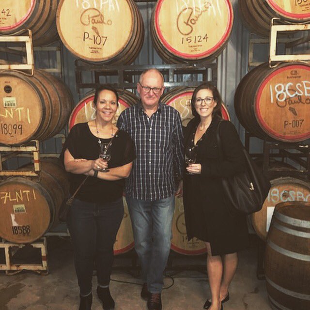 Introducing Dr. Kimbell from England to Texas wine with a tour of @MessinaHof 👌🏽👌🏽👌🏽