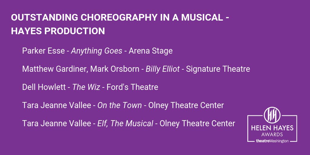 theatreWash's tweet photo. The nominees for Outstanding Choreography in a Musical- Hayes Production are... #HelenHayesAwards
@arenastage @mattcgardiner @sigtheatre @fordstheatre @ArtisticTM @OlneyTheatre https://t.co/udHPCGyXLn