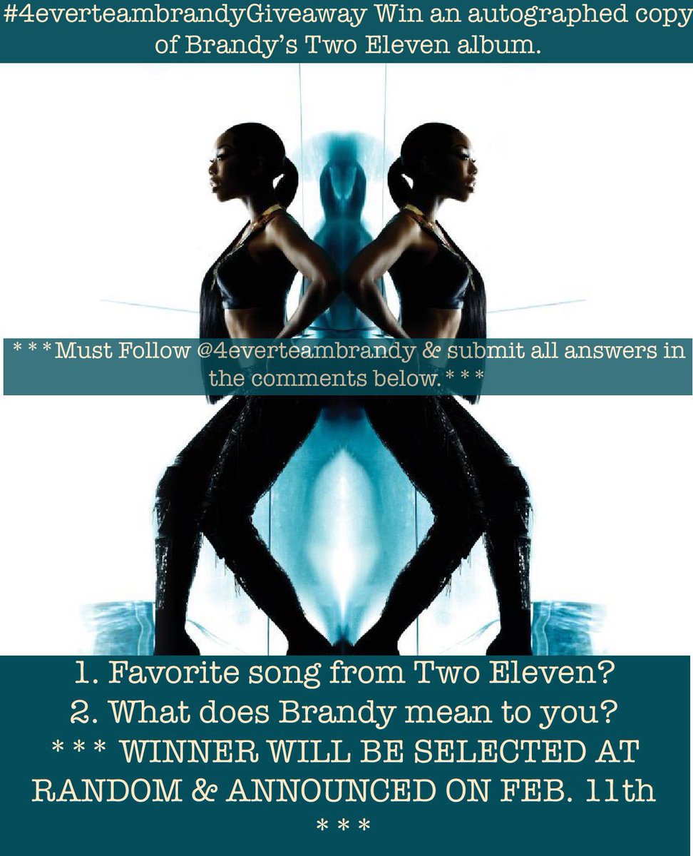 4everTeamBrandy's tweet image. Since it’s @4everbrandy’s bday next week, it’s only right that we give away an autographed copy of #TWOELEVEN ✍🏾 💿 #Brandy #4everteambrandygiveaway 

instagram.com/p/Btew5T0FtpV/…
