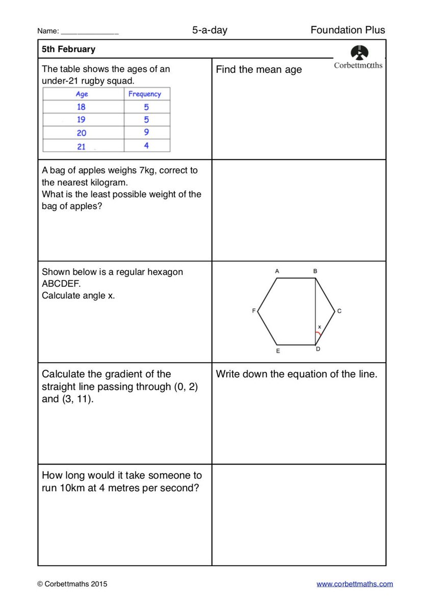 Corbettmaths's tweet photo. Studying for Higher GCSE Maths? Try today's Foundation Plus, Higher &amp; challenging Higher Plus #maths5aday answers: https://t.co/n50J7L6LD9 https://t.co/ejOtETBFd1