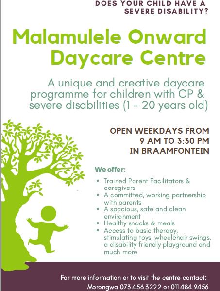 MO_cpchildren's tweet photo. Malamulele Onward #Daycare Centre is a unique and creative programme for children with #CerebralPalsy and #SevereDisability!
Time: 8am till 15h30pm
Register your child TODAY! Call 073 456 3222 or DM us!
#RegisterTODAY! #CPotential https://t.co/4YB9811FaD