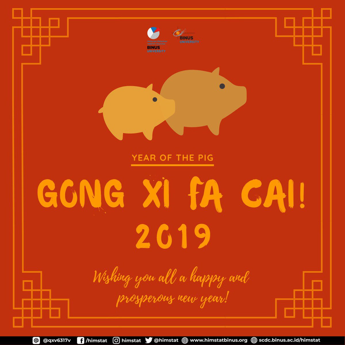 HIMSTAT's tweet image. Happy Chinese New Year 2019! 

Wishing you a very happy new year with good Luck, health and prosperity☺️🙏🏻
